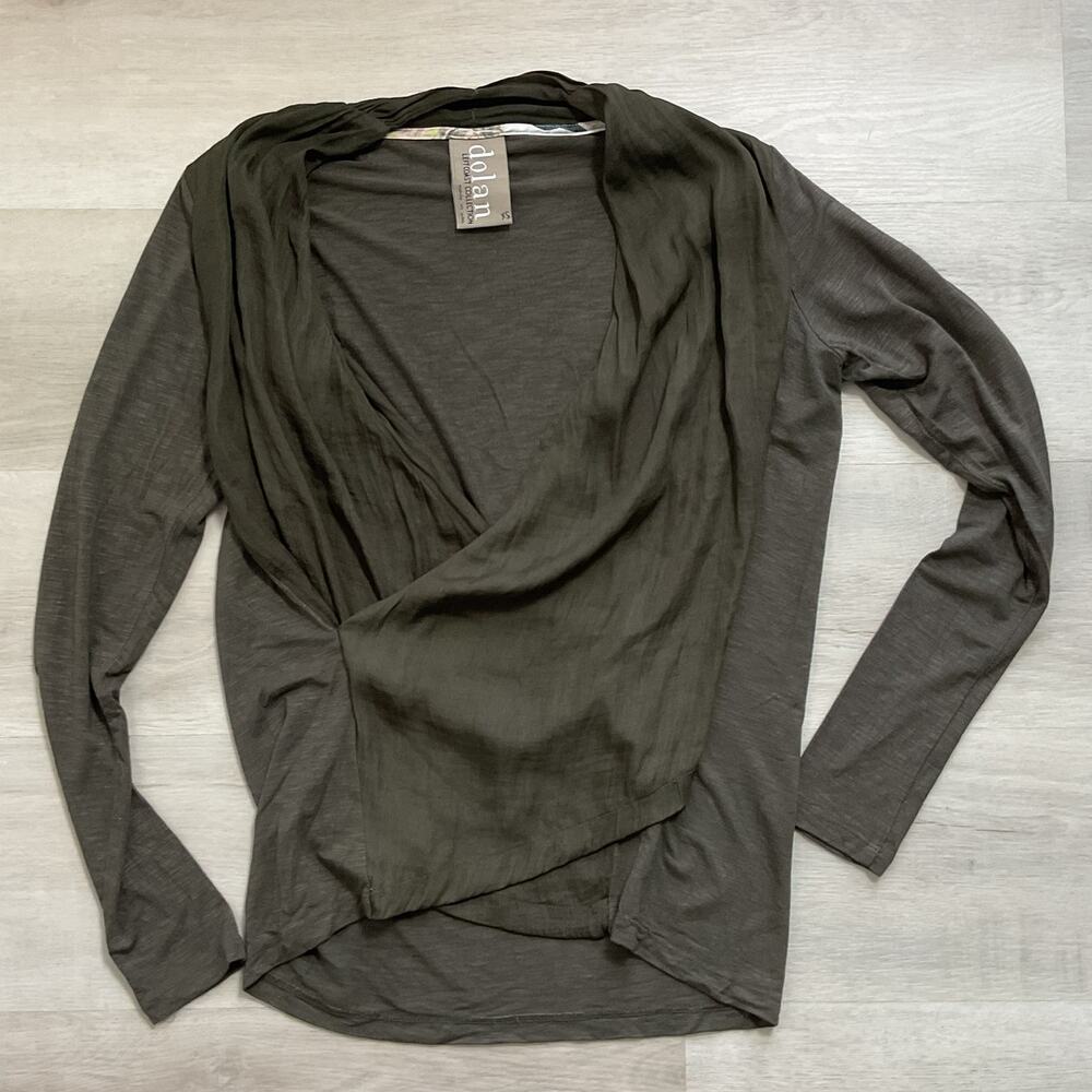 Dolan Left Coast Collection Surplice top Olive Green Fall Fashion Womens XS